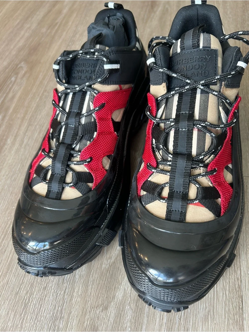 Burberry Black, Red & Beige Arthur Sneakers